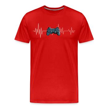 T-shirt Gamer avec manette de jeu - T-shirt bio Premium Homme - rouge - Devant - Damien (186cm)