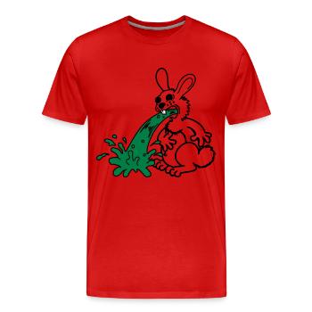 Häschen kotzt - Männer Premium Bio T-Shirt - Rot - Vorne - Damien (186cm)