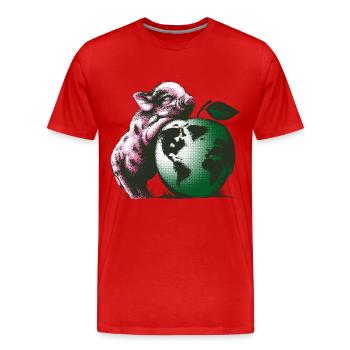 Vegan-Schweinchen - Männer Premium Bio T-Shirt - Rot - Vorne - Damien (186cm)