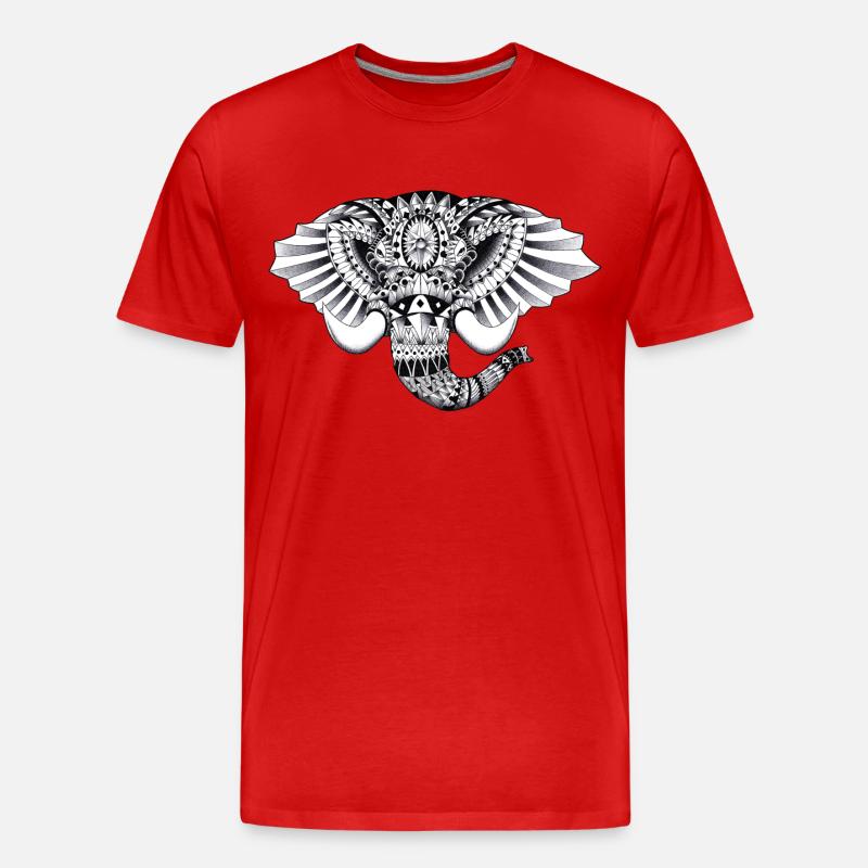 Aufwändige Elephant Drawing - Männer Premium Bio T-Shirt - Rot