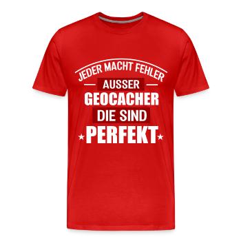 GEOCACHER - Männer Premium Bio T-Shirt - Rot - Vorne - Damien (186cm)