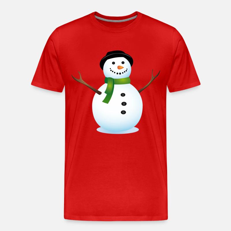 Schneemann - Männer Premium Bio T-Shirt - Rot