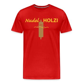 Nudelholz mit Nudel - Männer Premium Bio T-Shirt - Rot - Vorne - Damien (186cm)