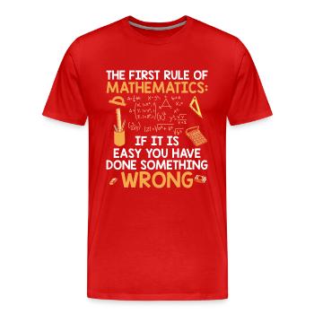 Mathematician sayings | Algebra math gift ideas - Men's Premium Organic T-Shirt - red - Front - Damien (186cm)