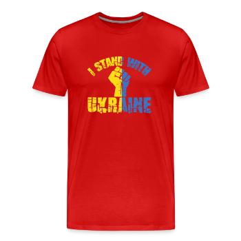 Soutenez l’Ukraine avec Je soutiens l’Ukraine - T-shirt bio Premium Homme - rouge - Devant - Damien (186cm)