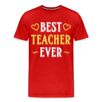 Bester Lehrer aller Zeiten - Männer Premium Bio T-Shirt - Rot - Vorne - Damien (186cm)