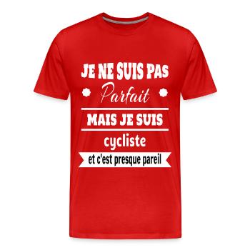 Pas parfait mais cycliste vélo humour - T-shirt bio Premium Homme - rouge - Devant - Damien (186cm)