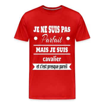 Cadeau pas parfait mais cavalier cheval - T-shirt bio Premium Homme - rouge - Devant - Damien (186cm)
