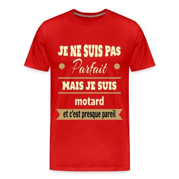Pas parfait mais motard moto humour - T-shirt bio Premium Homme - rouge - Devant - Damien (186cm)
