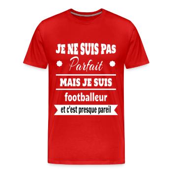 je suis pas parfait je suis footballeur - T-shirt bio Premium Homme - rouge - Devant - Damien (186cm)