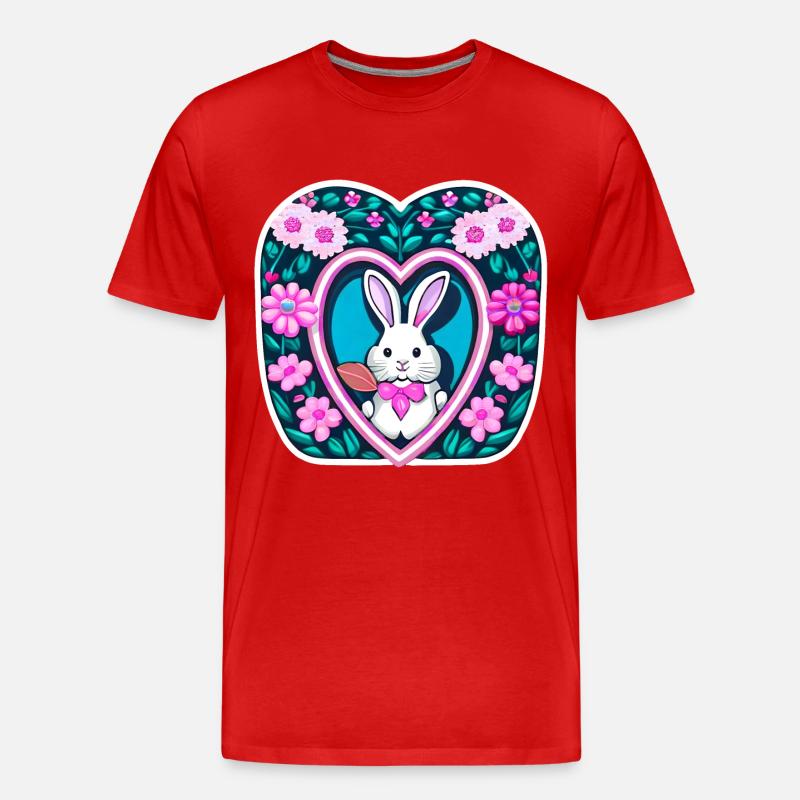 Flowerswith Easter Bunny - Men's Premium Organic T-Shirt - red
