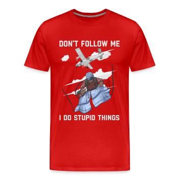 Ne me suivez pas, je fais des choses stupides - T-shirt bio Premium Homme - rouge - Devant - Damien (186cm)