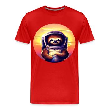 Faulenzer im Weltraum im Sonnenuntergang - Männer Premium Bio T-Shirt - Rot - Vorne - Damien (186cm)