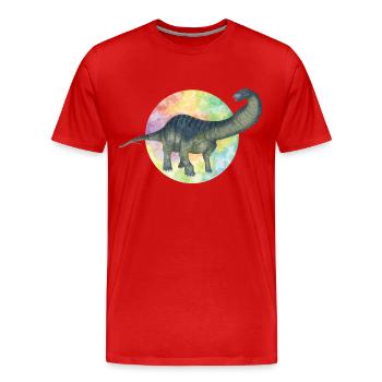 Farbige Dinosaurier - Männer Premium Bio T-Shirt - Rot - Vorne - Damien (186cm)