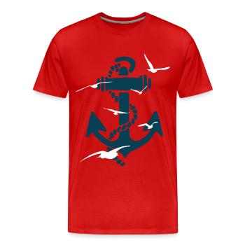 Möwen Traum vom Fliegen - Anker Geschenk - Männer Premium Bio T-Shirt - Rot - Vorne - Damien (186cm)