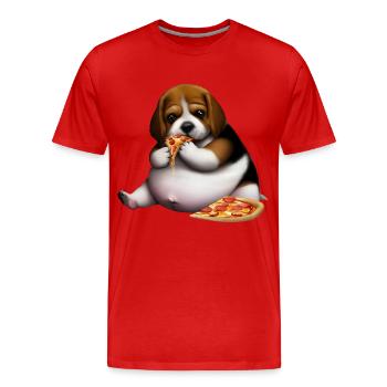 Pizza Lover Beagle Dog - T-shirt bio Premium Homme - rouge - Devant - Damien (186cm)