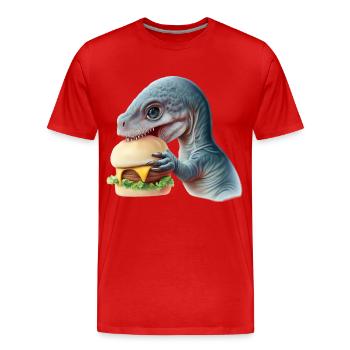 Cheeseburger Dinosauerier - Men's Premium Organic T-Shirt - red - Front - Damien (186cm)