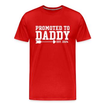 Soon To Daddy Est 2024, Schwangerschaft mit neuem Vater - Männer Premium Bio T-Shirt - Rot - Vorne - Damien (186cm)