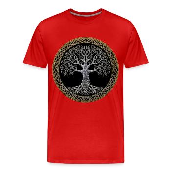 Yggdrasil, Baum des Lebens, keltisches Symbol - Männer Premium Bio T-Shirt - Rot - Vorne - Damien (186cm)