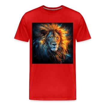 Lion à crinière magnifique - T-shirt bio Premium Homme - rouge - Devant - Damien (186cm)