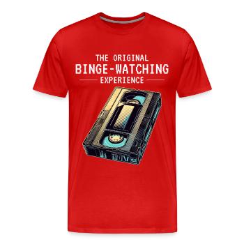 Rétro VHS cassette nostalgique des années 80 Binge-watching - T-shirt bio Premium Homme - rouge - Devant - Damien (186cm)