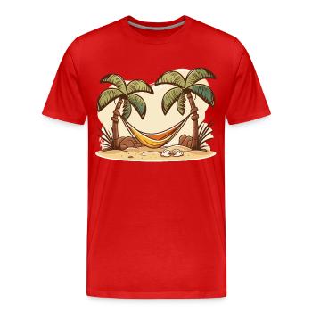 Der Hängematten-Relaxer - Männer Premium Bio T-Shirt - Rot - Vorne - Damien (186cm)