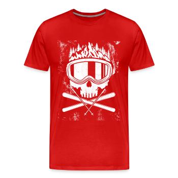 Crâne, ski, après-ski, sports d'hiver, vacances au ski - T-shirt bio Premium Homme - rouge - Devant - Damien (186cm)