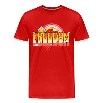 Liberté, Paix, Justice, Tolérance, Amour - T-shirt bio Premium Homme - rouge - Devant - Damien (186cm)