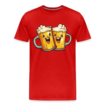Chopes à bière drôles Rire Bière Boire de l’alcool Humour - T-shirt bio Premium Homme - rouge - Devant - Damien (186cm)