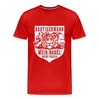 Bär Tiger Mann, Mein Rudel meine Regeln - Männer Premium Bio T-Shirt - Rot - Vorne - Damien (186cm)