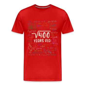 Wurzel aus 400 = 20. Geburtstag - Geschenk - Männer Premium Bio T-Shirt - Rot - Vorne - Damien (186cm)