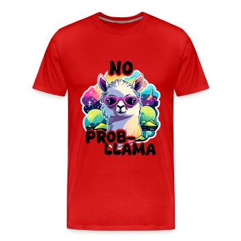 No Prob Llama - Lama Alpaka - Männer Premium Bio T-Shirt - Rot - Vorne - Damien (186cm)