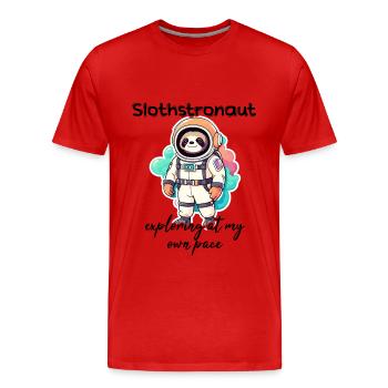 Slothstronaute explorant à mon rythme - Sloth - T-shirt bio Premium Homme - rouge - Devant - Damien (186cm)
