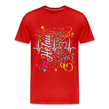 Herzkurve - Helau - Konfetti - Fasching - Männer Premium Bio T-Shirt - Rot - Vorne - Damien (186cm)