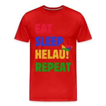 Eat Sleep Helau Repeat - Dicton de carnaval - T-shirt bio Premium Homme - rouge - Devant - Damien (186cm)