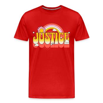 Gerechtigkeit Freiheit Frieden Toleranz Liebe - Männer Premium Bio T-Shirt - Rot - Vorne - Damien (186cm)