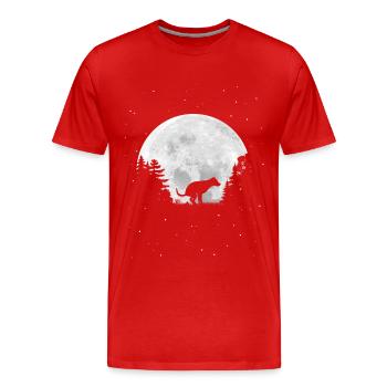 Pleine Lune - Nuit - Caca de chien - Silhouette - T-shirt bio Premium Homme - rouge - Devant - Damien (186cm)