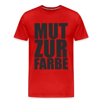 Mut zur Farbe - Schwarz auf Schwarz Spruch - Männer Premium Bio T-Shirt - Rot - Vorne - Damien (186cm)