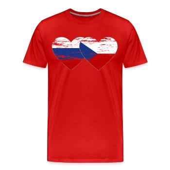 Russia Czech Republic Flag Heart Flag used - Men's Premium Organic T-Shirt - red - Front - Damien (186cm)