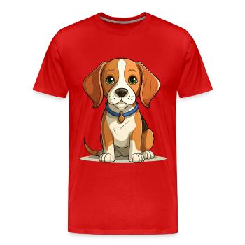 Illustration de chien Beagle - T-shirt bio Premium Homme - rouge - Devant - Damien (186cm)