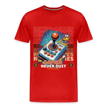 Retro Gamer Joystick / Controller Jeux de console - T-shirt bio Premium Homme - rouge - Devant - Damien (186cm)