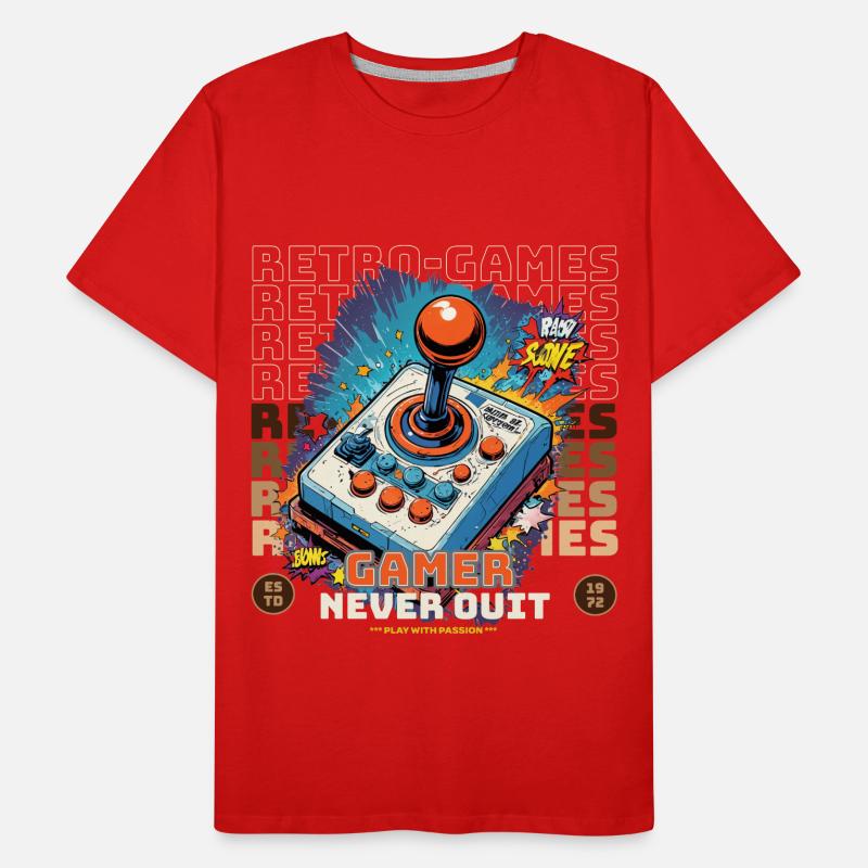 Retro Gamer Joystick / Controller Jeux de console T-shirt bio Premium Homme