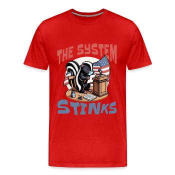 Le système politique pue - T-shirt bio Premium Homme - rouge - Devant - Damien (186cm)