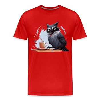 Der Koffein-Eindringling - Männer Premium Bio T-Shirt - Rot - Vorne - Damien (186cm)