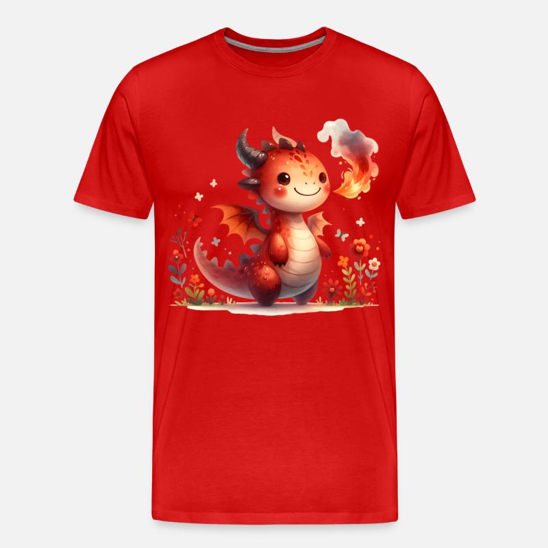 Drache - Männer Premium Bio T-Shirt - Rot