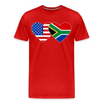 États-Unis, Afrique du Sud, drapeau, forme de coeur - T-shirt bio Premium Homme - rouge - Devant - Damien (186cm)