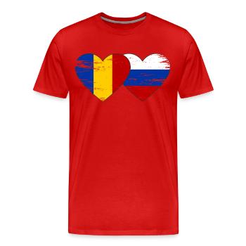 Rumänien Russland Flagge Herz used - Männer Premium Bio T-Shirt - Rot - Vorne - Damien (186cm)