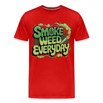 Kiffer T-Shirt Hanf & Humor - Smoke Weed Everyday - Männer Premium Bio T-Shirt - Rot - Vorne - Damien (186cm)