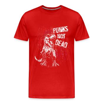 T-Rex - Punks pas morts - Punk Dinosaur - T-shirt bio Premium Homme - rouge - Devant - Damien (186cm)