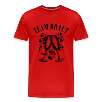 Enterrement de vie de jeune fille - Équipe de la mariée - T-shirt bio Premium Homme - rouge - Devant - Damien (186cm)